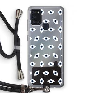 CaseCompany Eyes pattern: Samsung Galaxy A21s Transparant Hoesje met koord