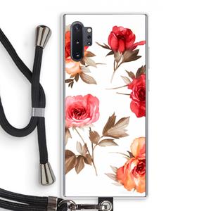 CaseCompany Roosjes: Samsung Galaxy Note 10 Plus Transparant Hoesje met koord