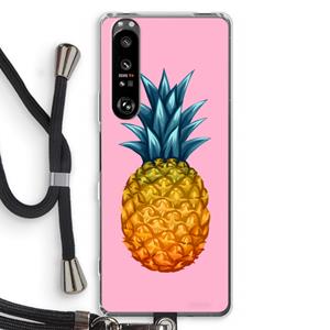 CaseCompany Grote ananas: Sony Xperia 1 III Transparant Hoesje met koord