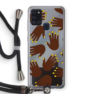 CaseCompany Hands dark: Samsung Galaxy A21s Transparant Hoesje met koord