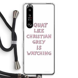 CaseCompany Christian Grey: Sony Xperia 1 III Transparant Hoesje met koord