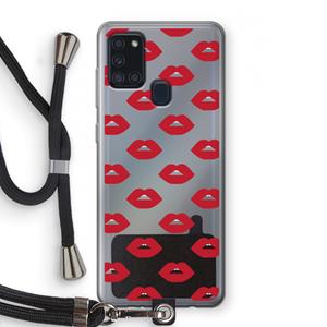 CaseCompany Lips: Samsung Galaxy A21s Transparant Hoesje met koord