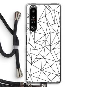 CaseCompany Geometrische lijnen zwart: Sony Xperia 1 III Transparant Hoesje met koord