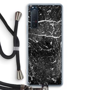 CaseCompany Zwart marmer: Sony Xperia 5 II Transparant Hoesje met koord
