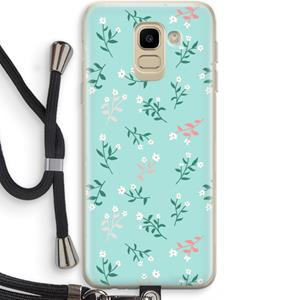 CaseCompany Small white flowers: Samsung Galaxy J6 (2018) Transparant Hoesje met koord