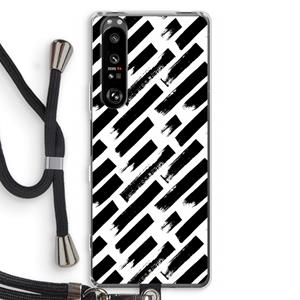 CaseCompany Zwarte vegen: Sony Xperia 1 III Transparant Hoesje met koord