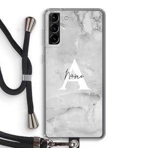 CaseCompany Ivory Marble: Samsung Galaxy S21 Plus Transparant Hoesje met koord