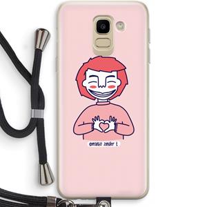 CaseCompany Hartje: Samsung Galaxy J6 (2018) Transparant Hoesje met koord