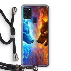 CaseCompany Fire & Ice: Samsung Galaxy A21s Transparant Hoesje met koord