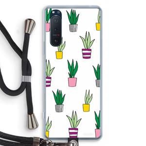 CaseCompany Sanseveria: Sony Xperia 5 II Transparant Hoesje met koord