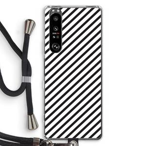 CaseCompany Strepen zwart-wit: Sony Xperia 1 III Transparant Hoesje met koord