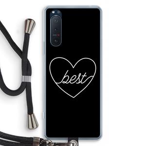CaseCompany Best heart black: Sony Xperia 5 II Transparant Hoesje met koord