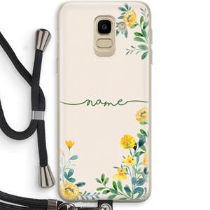 CaseCompany Gele bloemen: Samsung Galaxy J6 (2018) Transparant Hoesje met koord