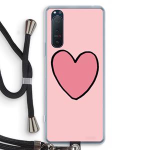 CaseCompany Hartje: Sony Xperia 5 II Transparant Hoesje met koord
