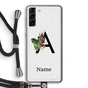 CaseCompany Charcoal Flora: Samsung Galaxy S21 Plus Transparant Hoesje met koord