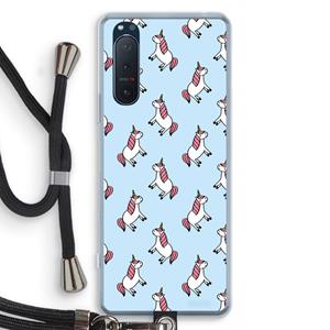 CaseCompany Eenhoorns overal: Sony Xperia 5 II Transparant Hoesje met koord