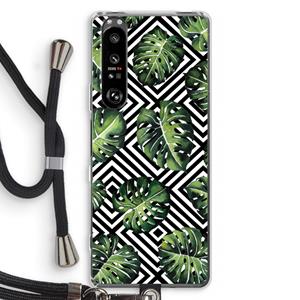 CaseCompany Geometrische jungle: Sony Xperia 1 III Transparant Hoesje met koord