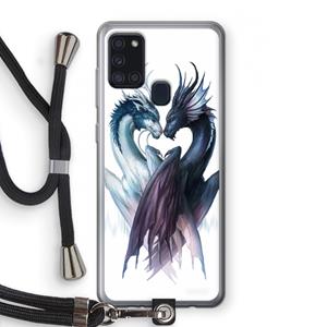 CaseCompany Yin Yang Dragons: Samsung Galaxy A21s Transparant Hoesje met koord