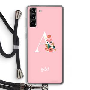 CaseCompany Pink Bouquet: Samsung Galaxy S21 Plus Transparant Hoesje met koord