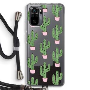CaseCompany Cactus Lover: Xiaomi Redmi Note 10 Pro Transparant Hoesje met koord