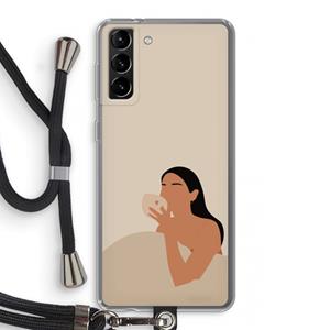 CaseCompany Fresh coffee: Samsung Galaxy S21 Plus Transparant Hoesje met koord