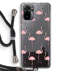 CaseCompany Anything Flamingoes: Xiaomi Redmi Note 10 Pro Transparant Hoesje met koord