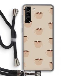 CaseCompany Morning coffee: Samsung Galaxy S21 Plus Transparant Hoesje met koord