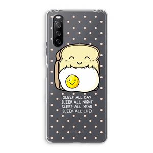 CaseCompany Sleep All Day: Sony Xperia 10 III Transparant Hoesje