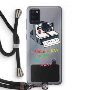 CaseCompany Smile: Samsung Galaxy A21s Transparant Hoesje met koord