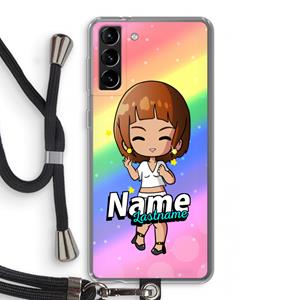 CaseCompany Chibi Maker vrouw: Samsung Galaxy S21 Plus Transparant Hoesje met koord