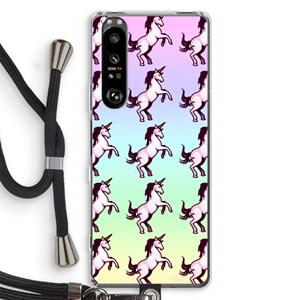 CaseCompany Musketon Unicorn: Sony Xperia 1 III Transparant Hoesje met koord