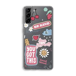 CaseCompany Positivity: Samsung Galaxy S21 Plus Transparant Hoesje