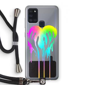 CaseCompany Hold My Heart: Samsung Galaxy A21s Transparant Hoesje met koord
