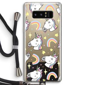 CaseCompany Rainbow Unicorn: Samsung Galaxy Note 8 Transparant Hoesje met koord