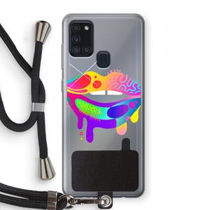CaseCompany Lip Palette: Samsung Galaxy A21s Transparant Hoesje met koord