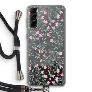 CaseCompany Sierlijke bloemen: Samsung Galaxy S21 Plus Transparant Hoesje met koord