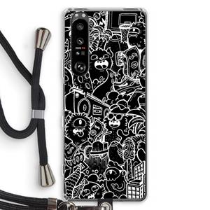 CaseCompany Vexx Black City : Sony Xperia 1 III Transparant Hoesje met koord