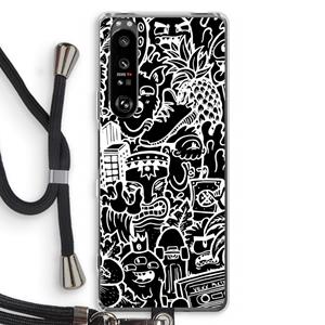 CaseCompany Vexx Black Mixtape: Sony Xperia 1 III Transparant Hoesje met koord