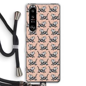 CaseCompany Zwarte poes: Sony Xperia 1 III Transparant Hoesje met koord