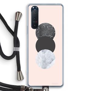 CaseCompany Marmeren cirkels: Sony Xperia 5 II Transparant Hoesje met koord
