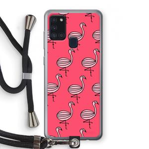 CaseCompany Flamingo: Samsung Galaxy A21s Transparant Hoesje met koord