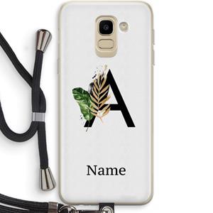 CaseCompany Charcoal Flora: Samsung Galaxy J6 (2018) Transparant Hoesje met koord