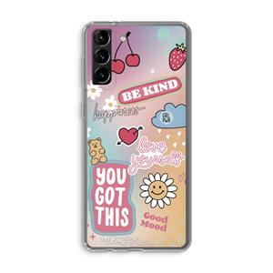 CaseCompany Positivity: Samsung Galaxy S21 Plus Transparant Hoesje