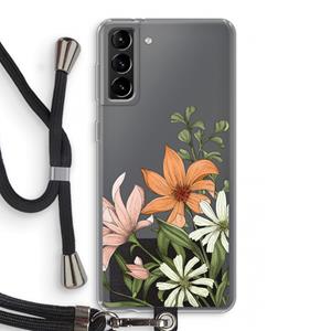 CaseCompany Floral bouquet: Samsung Galaxy S21 Plus Transparant Hoesje met koord