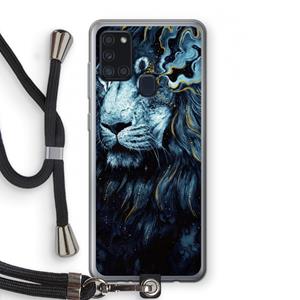 CaseCompany Darkness Lion: Samsung Galaxy A21s Transparant Hoesje met koord