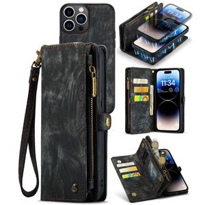 Caseme Vintage 2 in 1 portemonnee hoes - iPhone 14 Pro Max - Zwart