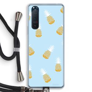 CaseCompany Ananasjes: Sony Xperia 5 II Transparant Hoesje met koord