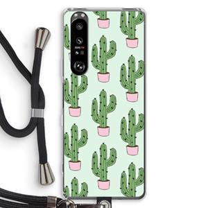 CaseCompany Cactus Lover: Sony Xperia 1 III Transparant Hoesje met koord