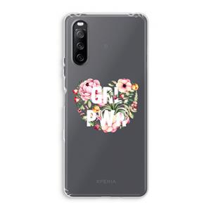CaseCompany GRL PWR Flower: Sony Xperia 10 III Transparant Hoesje