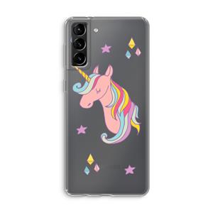 CaseCompany Roze eenhoorn: Samsung Galaxy S21 Plus Transparant Hoesje